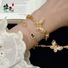 Pulseira Popular Xiaohongshu Design Borboleta Dourado Areia Rosa Roxo Ruyi Fudie Estilo Chinês Joias da Moda
