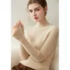 Nuevo suéter de punto sin costuras 100% cachemira pura para otoño e invierno para mujer, cuello semialto, acanalado, corte ajustado, suéter base adelgazante