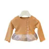 FHW Conjunto de Camiseta Naranja Súper Lindo con Adorno de Encaje para Niñas Otoño Pantalones de Lunares Nuevos para Niños Bebé Modernos