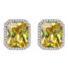 Pendientes de lujo de alta gama con temperamento princesa, diamantes rosas rectangulares, diamantes amarillos, pendientes de imitación de turmalina en polvo, citrino y diamantes cuadrados.