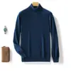 Novo suéter de lã de luxo casual de negócios masculino para outono e inverno com gola de lapela, suéter de cashmere de malha macio e de caimento solto