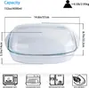 Molde para hornear de vidrio de borosilicato alto para uso doméstico, bandeja para hornear en horno resistente a altas temperaturas, bandeja rectangular transparente para servir pescado al vapor en microondas