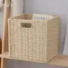 Cesta de Almacenamiento Cuadrada Estilo Americano, Estilo Pastoral, Cesta de Almacenamiento Tejida para el Hogar para Artículos Varios, Libros, Cesta de Almacenamiento para Dormitorio, Suministro del Fabricante