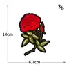 Venda quente bordado de computador estilo nacional rosa flor vermelha grande adesivos de tecido patch adesivo termofusível sem costura acessórios de vestuário