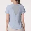Ropa de Fitness para Mujer Camiseta Deportiva de Running Verano Fina Holgada Secado Rápido Manga Corta Profesional para Entrenamiento Fitness Yoga
