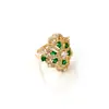 Joyería Europea y Americana Transfronteriza, Joyería de Mano de Flor Clásica para Mujer, Tesoro de Zirconia de Color, Anillo Exagerado Elegante, Moderno y Versátil para Mujer