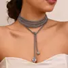 Collar de Cadena para Clavícula con Perlas CCB Irregulares Estilo Hip-Hop Transfronterizo Europeo y Americano Moda con Borla Redonda en Forma de Y