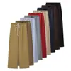 Pantalones Finos de Verano para Mujer Ropa de Mujer Transfronteriza Europea y Americana Venta al por Mayor Color Sólido Cordón Cintura Elástica Rectos Casuales Largos para Mujer