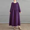 Vestido de otoño nuevo de doble capa 100% algodón, disparo real 2026, con pliegues de acordeón en la parte delantera y trasera, elegante y estiliza la figura, de manga larga