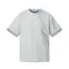 Roupas Masculinas Beijie 2026 Verão Novo Estilo Patchwork Gola Redonda Falso Duas Peças Camiseta Masculina Color Block Manga Curta Top Camiseta Casal