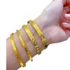 Pulsera de Hielo Picado Color Dorado Nuevo Artículo Pulsera Sólida Brillante Traje de Joyería Elegante para Mujer Pulsera Anillo