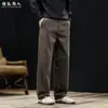 Pantalones Casuales Rectos de Pierna Recta con Caída Estilo "Old Money" de Mezcla de Lyocell para Hombre Otoño Simples para Viajar Largos Sueltos