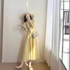 Nuevo Verano 2024 Hora del Té Estilo Francés de Alta Gama Vestido Amarillo Hermoso Estilo Súper Hada Pequeño para Mujer