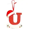 Iniciales Navideñas con Decoración de Letra de Gorro Rojo, Decoración Colgante Navideña DIY, Colgante Personalizado Regalos