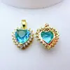 Cobre Chapado en Oro Zircón Microincrustado Corazón de Océano Zircón de Colores Colgante Hecho a Mano DIY Collar Pulsera Accesorio Dijecito