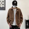 Jaqueta de couro retro americana de corte solto para homens, jaqueta de couro PU moderna estilo outono, jaqueta de motocicleta impermeável unissex em cinza e marrom