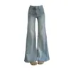 Jeans Acampanados Retro Americanos Talla Plus para Mujer, Nuevo 2026 de Cintura Alta, Caída Suelta, Pierna Ancha Adelgazante, Largo hasta el Suelo, Modernos