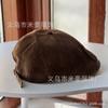 Boina de veludo cotelê da moda para mulheres com circunferência da cabeça grande boné retrô para frente boné de outono e inverno chapéu de pintor simples casual