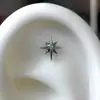 F136 Aleación de Titanio Estrella de Ocho Puntas Circonita Rosca Interna Fondo Plano Aretes Clavo de Hueso de Oreja Estrella de Ocho Puntas Titanio G23 Joyería para Piercing