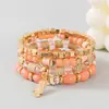 Bestseller popular europeu e americano transfronteiriço: Pulseira com pingente de coruja estilo boêmio, pulseira de contas com cordão elástico multicamadas