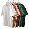 Camisetas Personalizadas do Fabricante 340g Marca da Moda Oversized Cor Sólida Gola Pequena High Street Manga Curta Estampa de Logo Bordado Algodão Pesado