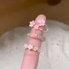 Anillo de Flor de Durazno Rosa Esmaltado 3D Estilo Chino de Nicho Anillo Apilable para Dedo Índice para Mujeres Versátil y Elegante