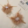 Lentejuelas originales de tacto fresco, flores de gasa con cuentas de plumas, accesorios para el cabello hechos a mano DIY, accesorios para corsage de ropa