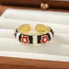 Nuevos Anillos Abiertos de Esmalte Color-Block Estilo Chino con Diseño de Goteo de Aceite e Incrustaciones de Diamantes, Anillos Coloridos en Varios Estilos, Directo de Fábrica, Al Por Mayor en Stock