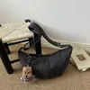 Outono 2026 Nova Elegante Simples Listrada Grande Capacidade Fashionável Alta Qualidade Textura Versátil Ombro Transversal Bolsa Bolinho