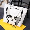 Bolsa de Lona de Ombro Único Feminina Artística Simples de Pano Bolsa de Mão Casual Bolsa de Compras Mochila Escolar Artística Estudante Bolsa Suplementar