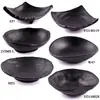 Mesa para Fondue Estilo Japonés Vajilla Creativa de Plástico Plato Negro para Snacks de Salsa de Soja Dim Sum Plato de Melamina Imitación Porcelana Tazón para Salsa Plato de Condimentos