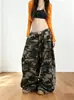 Pantalones de chándal camuflados de estilo americano para calle, para primavera y otoño, para hombre y mujer, adecuados para el uso diario, con una bonita caída, pantalones casuales versátiles y pantalones deportivos de pierna curva