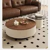 Mesa de centro redonda de losa de roca estilo vintage para salas de estar pequeñas, juego de mesa de centro moderno minimalista de madera de nogal para uso doméstico