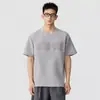 Camiseta de Manga Corta con Bordado de Letras Estilo High Street para Hombre, Tendencia Verano 2026 Nuevo Estilo, Talla Grande Holgada de Media Manga, Negro
