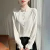 Top Base Elegante con Cuello de Encaje para Mujer Sensación de Alta Gama Top de Punto de Cuello Semialto para Mujer Otoño/Invierno Nuevo Suéter Jacquard Casual para Mujer