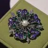 Acessórios DIY de Alta Qualidade, Broche de Flor Exquisito e Luxuoso, Pino Versátil Personalizado com Zircônia Microfundida, Porta-Corsage Vazio de Pérola