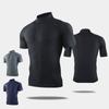 Medias para Hombres y Mujeres Camisa Deportiva para Correr Cuello Solapa Cuello Alto Elástica Transpirable Secado Rápido Ropa de Entrenador Personal para Fitness de Manga Corta