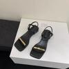 Sandalias de Moda para Mujer con Punta Abierta, Punta Cuadrada, Tacón Grueso y Una Sola Tira, Nuevo Estilo Verano 2026 con Acentos Metálicos, Zapatos Casuales de Tacón Medio para el Trabajo