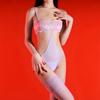 Sexy Encaje Sin Tirantes Espalda Descubierta Correa Vientre Ultra-delgado Transparente Aceitoso Brillante Sedoso Tentación Lencería conjunto Mujeres