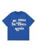Camiseta de Manga Corta con Estampado de Letras Kanye Rebirth de Marca Nueva, Estilo Americano High Street, Holgada, para Pareja, Algodón Puro, Cuello Redondo