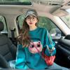 Sudadera Fina de Marca de Moda Dibujos Animados Graffiti Estilo Bf Único Casual Versátil Holgada que Cubre el Vientre