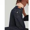 Jeans de Mezclilla Azul Oscuro de Pierna Ancha con Forro de Felpa para Mujer 2025 Tendencia Versátil Nuevos Pantalones Sueltos de Ajuste Petite Otoño e Invierno