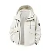 Chaqueta de trabajo de estilo americano moderna con bolsillos grandes, con capucha, para hombres y mujeres, adecuada para primavera, otoño e invierno, impermeable y a prueba de viento, ideal para senderismo