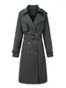 Gabardina Larga Estilo Británico Talla Plus para Mujeres Ligeramente Gorditas, Doble Botonadura, Elegante, con Cinturón, Corte Entallado, Estilo Europeo y Americano
