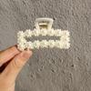 Pinza para el pelo de perlas para mujer, parte trasera de la cabeza, Corea del Sur, temperamento elegante, pinza de tiburón, adorno para la cabeza para mujer, pasador de placa rojo de internet, lindo
