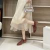 Zapatos de Tacón Grueso con Punta Estilo Retro Francés para Mujer, Modernos Zapatos de Boca Profunda Estilo Británico para Mujer Nuevo Estilo Primavera y Otoño 2025