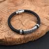 Amazon Pulsera de Cuero para Hombre de Acero Inoxidable Pulsera de Cuero Tejida a Mano Brazalete Joyería Simple y Moderna Ol089
