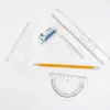 Juego de Reglas Juego de Cuatro Piezas 20cm Regla para Estudiante de Primaria Regla Triangular Transportador Bolsa Juego de Reglas Multifuncional Venta al por Mayor