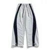 Calça de Moletom Masculina Jianheng High Street Estilo Americano Color Blocking High-End Reta Solta Casual Versátil Emagrecedora e que Aumenta a Altura