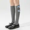 Nuevas Calcetines hasta la pantorrilla estilo Miu para Mujer, Calcetines Largos estilo Ballet Primavera y Otoño con Lazo, Calcetines de Algodón hasta la rodilla estilo Chica Dulce